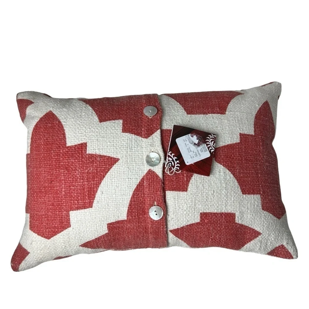 Mela Artisans Ikat Pillow **Cover 18 X 12 Pearly Button Closure NEW Lumbar Throw